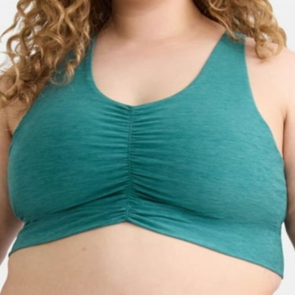 Athletic Works ButterCore Ruched Sports Bra In Heather Green Plus Size 2X - Picture 9 of 10